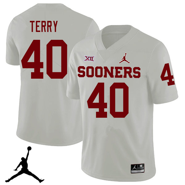 Jordan Brand Men #40 Jon-Michael Terry Oklahoma Sooners 2018 College Football Jerseys Sale-White - Click Image to Close